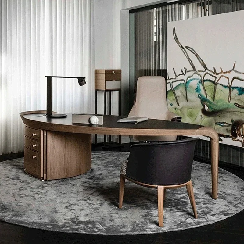 

LxИтальянский легкий роскошный стол, стол из цельного дерева, стол из чистого массива дерева, ореховый стол, стол для босса