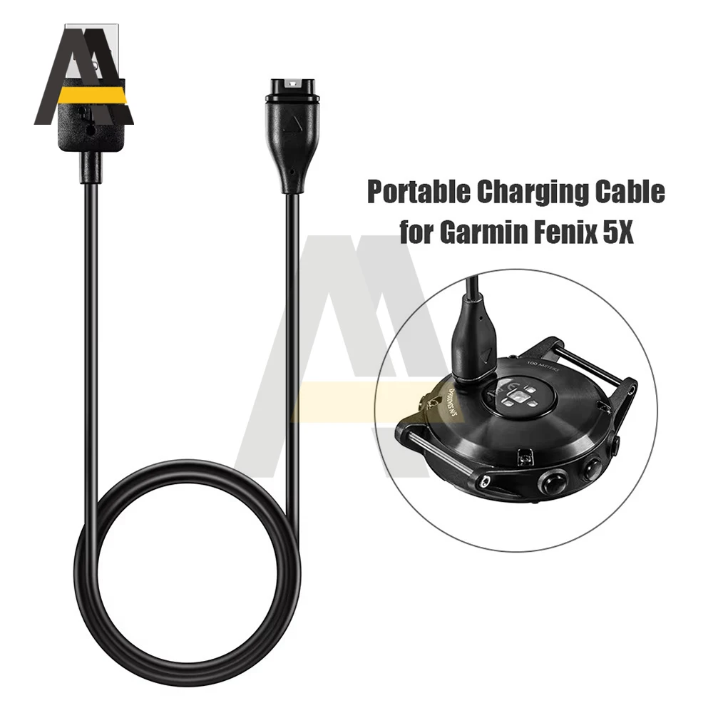 Cable de carga USB de 100cm para Garmin Fenix 8/7/7S/7X/6/6S/6X/5/5S/5X Forerunner 45 165 245 255 265 645 955 965 Vivoactive 5 Venu