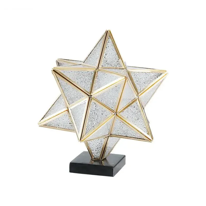 Stereoscopic Hexagonal Star Statue Geometry Ornaments Desk Decoration Gold-plated Sculpture Room Aesthetics Decor