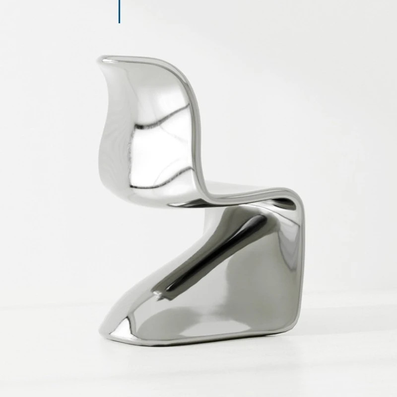 

Electroplating Pan Dong Chair Internet celebrity FRP Silver Pantone Chair Creative Art Dining Chair Premium