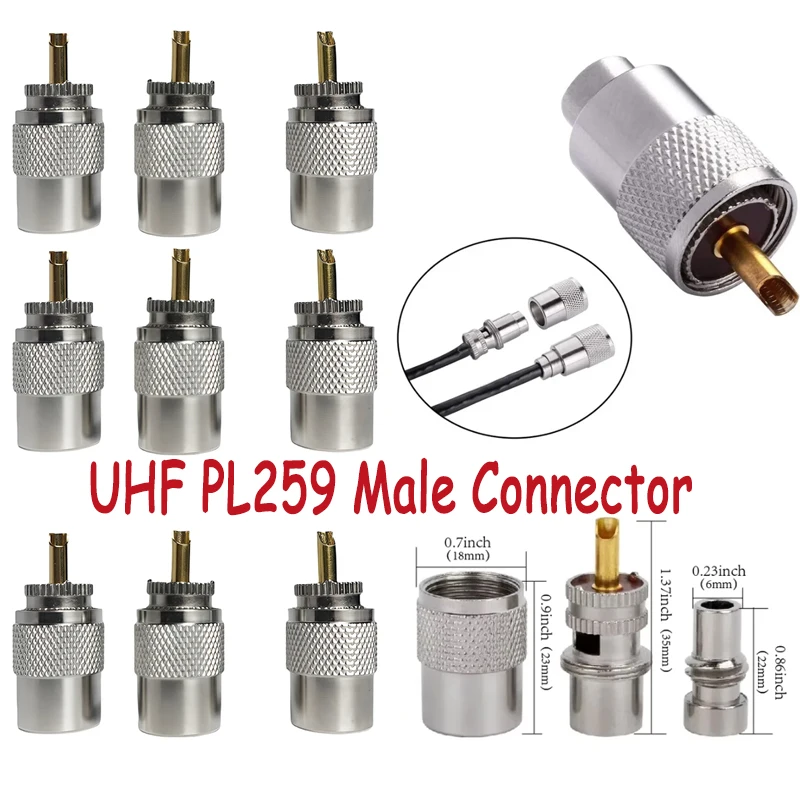 

Mini UHF PL259 Male Adapter Easy to Use for RG8X RG59 RG8 Coaxial Cable