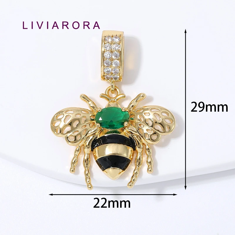 1/2Pcs 18K Gold Plated Brass With CZ Bumblebee Pendant For Jewelry Making,Enamel Insect Wing Charms For DIY Necklace Making