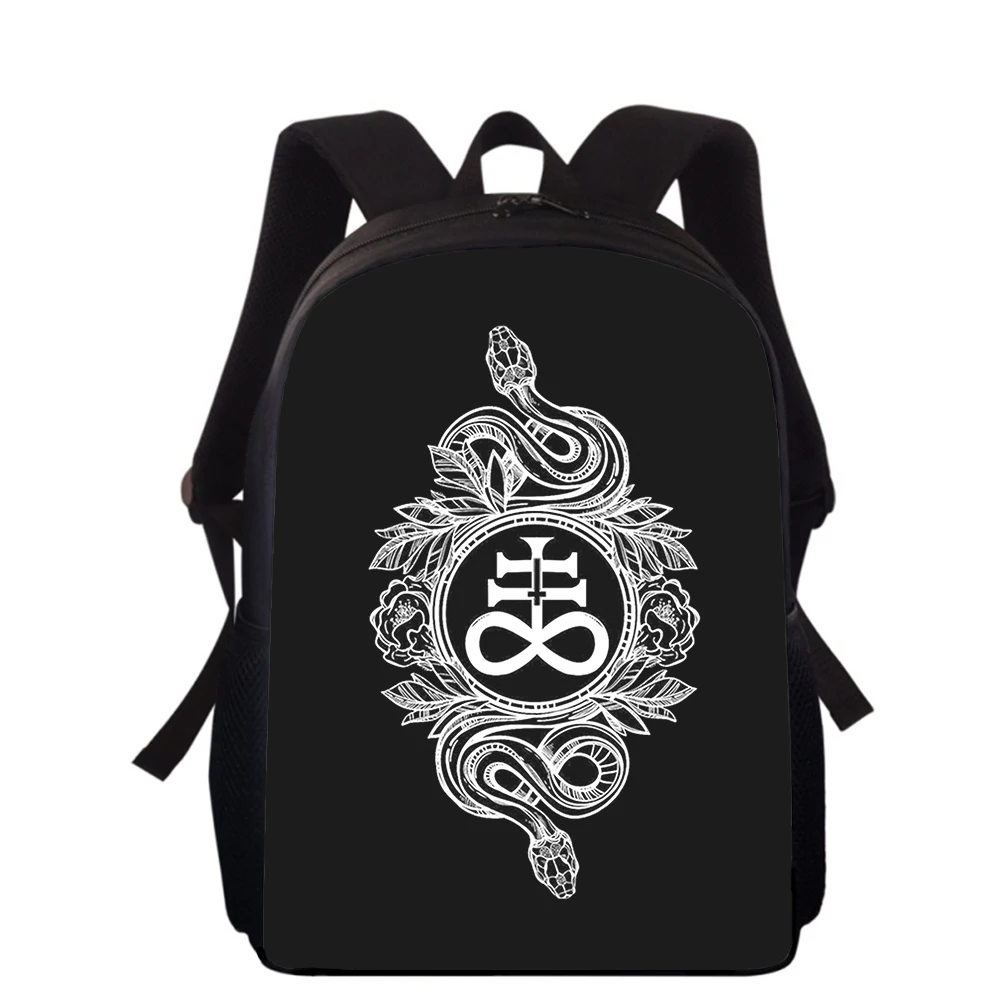 Pentagramm-Rucksack mit dämonischem satanischem Katzenmuster, 3D-Druck, Schultaschen für Jungen, Mädchen, Studenten, 40,6 cm, Sport, Reisen, Picknick, Tagesrucksack