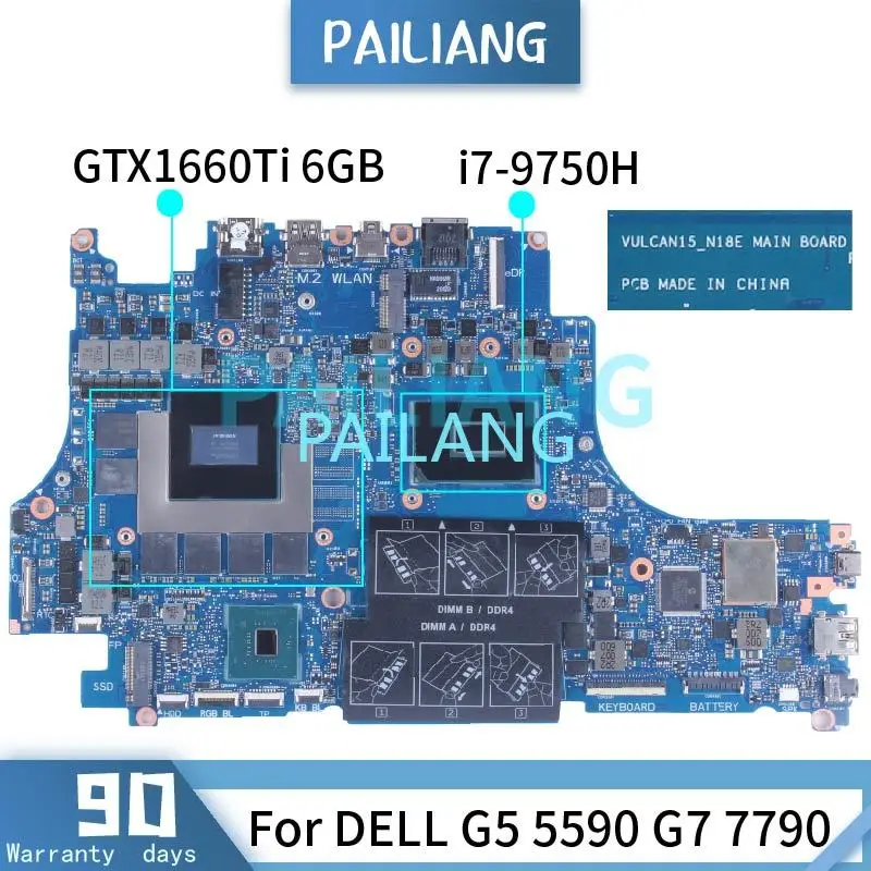 VULCAN15_N18E For DELL G5 5590 G7 7590 7790 Laptop Motherboard 0CNDTP 0D2DM3 0F7T8V 0PH6YP 0MXHK3 Notebook Mainboard I5 I7 I9