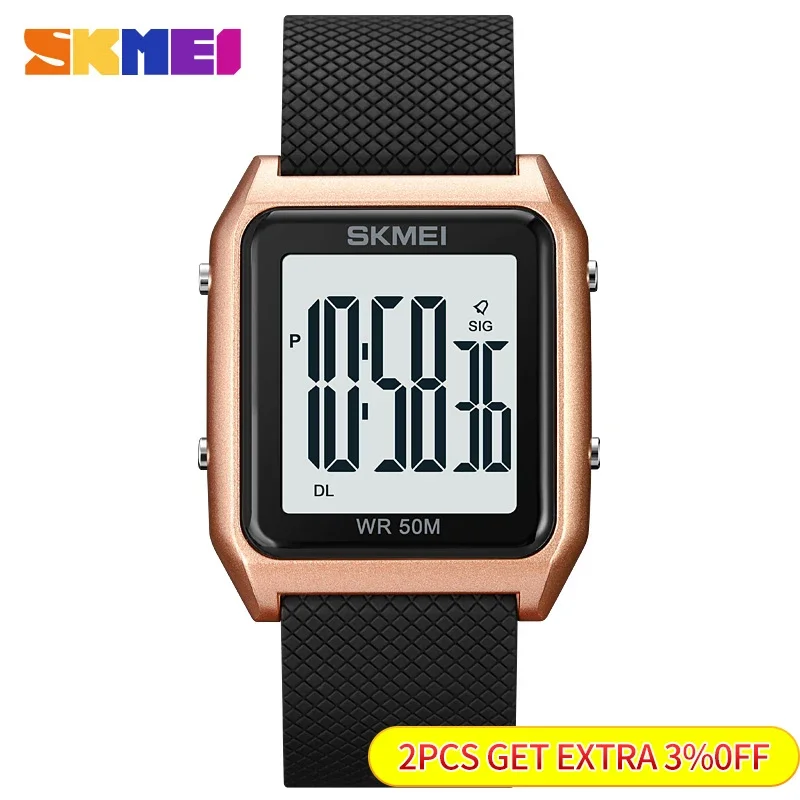 SKMEI Mens 50M Waterproof Date Week Electronic Stopwatch Wristwatches Alarm Clock reloj hombre Back Light Sports Digital Watch