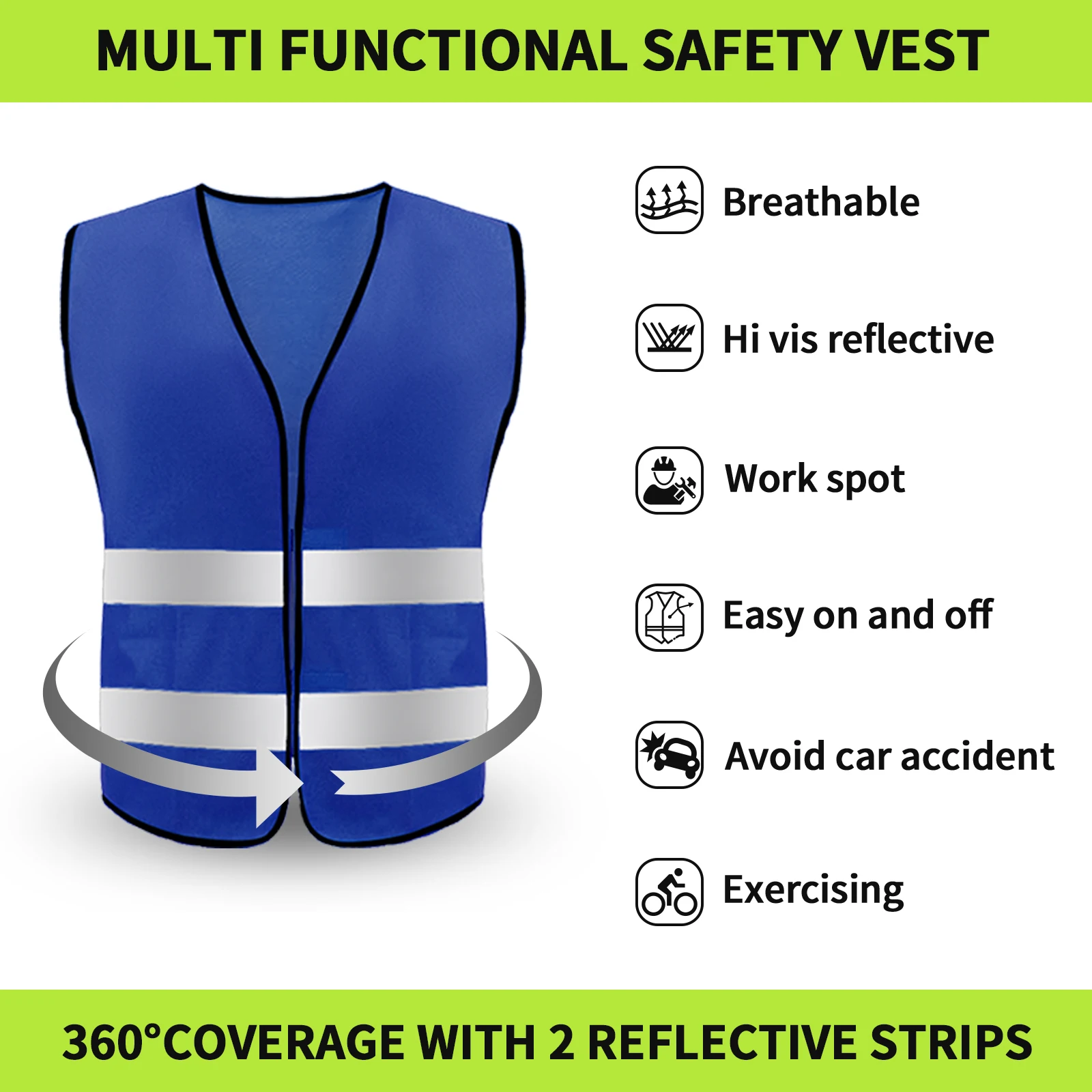 20 Pack Safety Vest, Reflective High Visibility Construction Vest for Men, Work, Cycling, Runner, Surveyor, Volunteer, Road