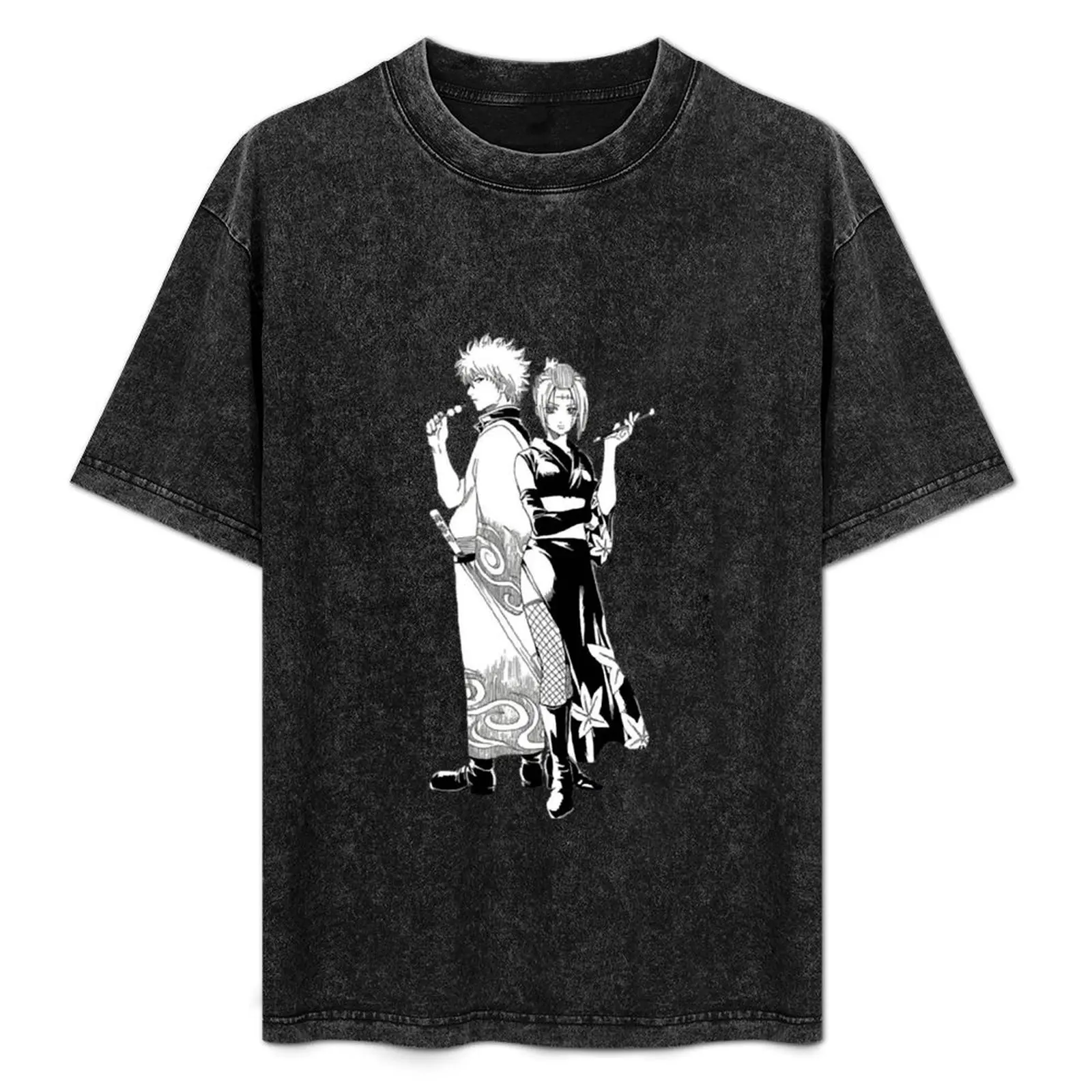 

gintoki and tsukuyo T-Shirt Basic Casual Short Sleeve Cotton Shirt