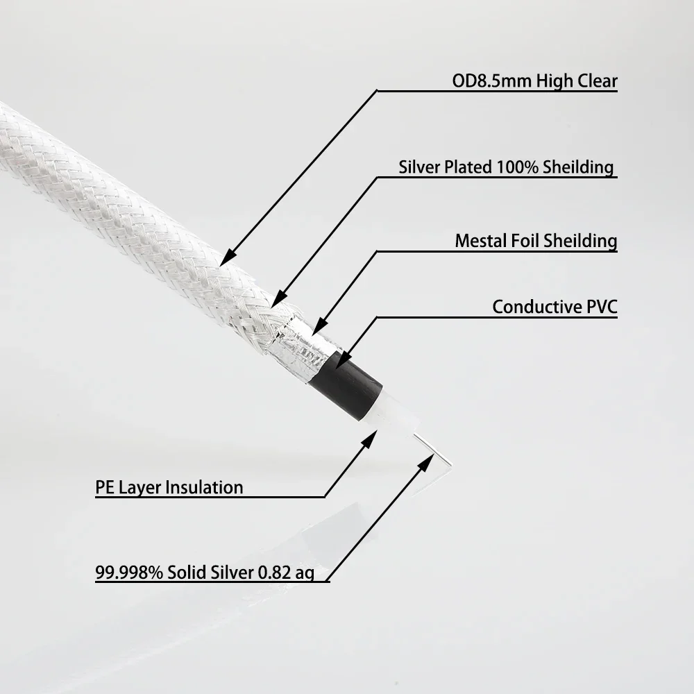 Audiocrast DG82ag  75ohm Pure Solid Silver 99.998% Silver Pure solid Coaxial Bulk Cable Audio For DIY Digital Cable