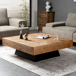 Nordic Solid Wood Coffee Table For Living Room Furniture Home Retro Design Creative Square Tea Table American Sofa Side Table