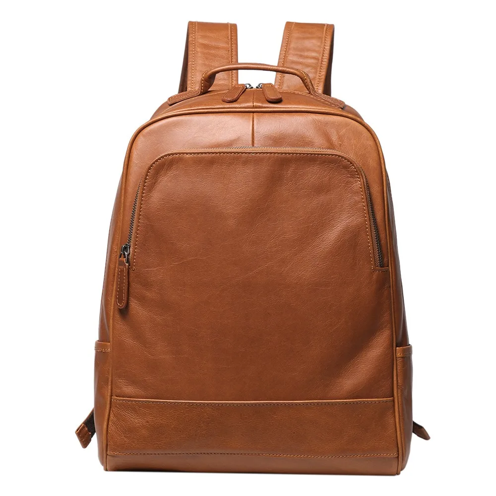Nesitu Highend Large Capacity A4 Black Brown Cowhide Top Grain Genuine Leather 14'' Laptop Women Men Backpack Travel Bag M30055