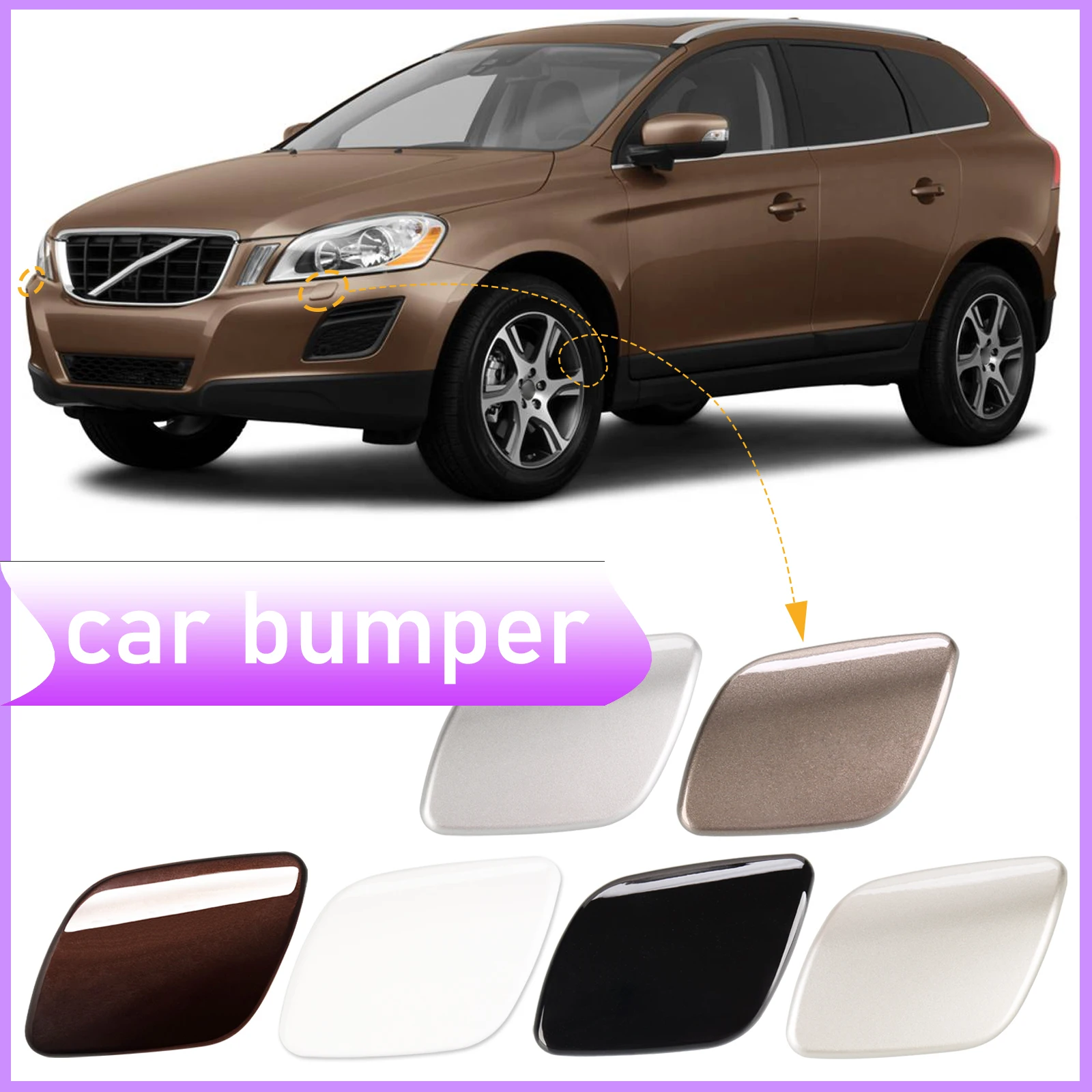 

Front Bumper Headlight Headlamp Washer Jet Spray Nozzle Cover Cap For VOLVO XC60 2009-2013 30763410 30763411 Left Right