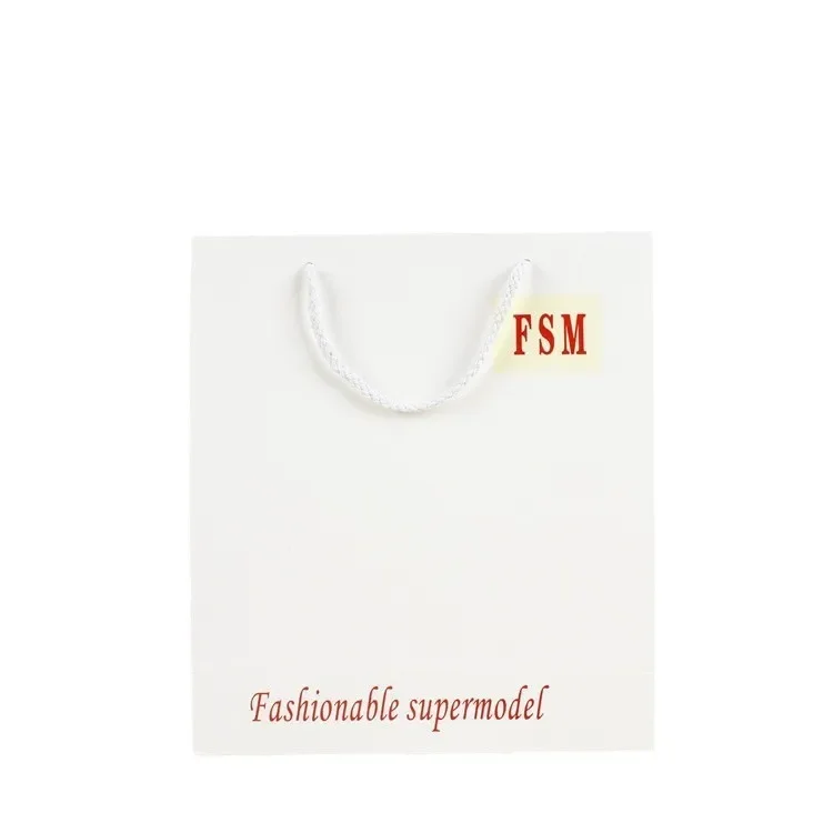 Wholesale Custom White Kraft Paper Tote Bags, Company Logo Printed Corporate Promotional Bag for Clothing Shopping Packaging