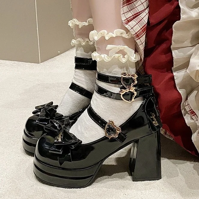 Original Lolitai Sweet Mary Jane Shoes Lightweight Lo Platform Princess High Heels JK Single Shoes Waterproof Rubber Sole