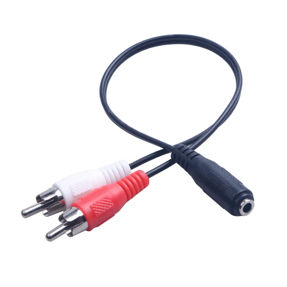 Jack para 2RCA fêmea macho soquete de áudio estéreo, 3.5 AUX Y adaptador para DVD amplificadores, fone de ouvido, cabo RCA, 3.5mm