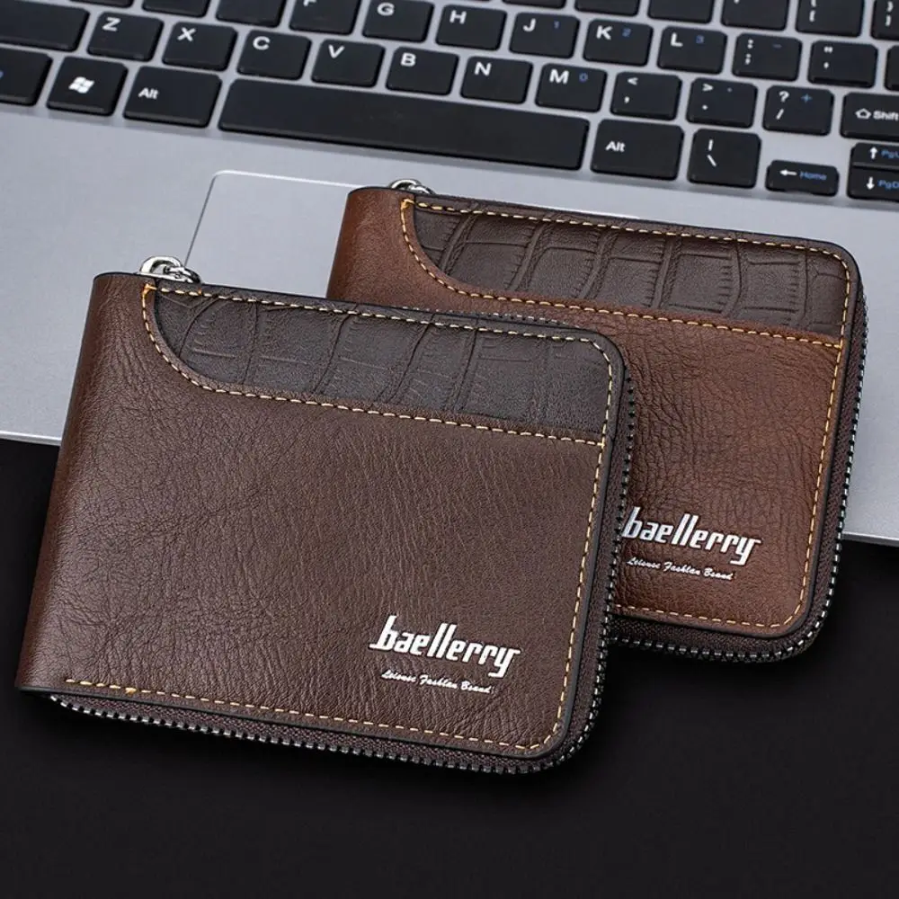 

New Portable Short Male Wallet Multi-position Anti Theft Coin Purse PU Leather Money Bag Card Holder Men