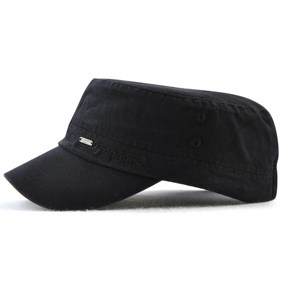 Classic Washed Cotton Military Cap Men Vintage Gorra Army Hat Casual Autumn Flat Top Caps Women Adjustable Cadet Hats Chapeau