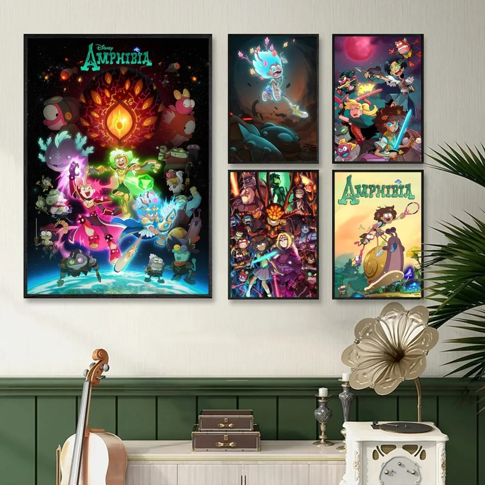 1PC Disney Animation Amphibia Poster Stickers Art Wall Murals Decor Game Room Decor Gifts Kawaii HD Painting Cat Cars