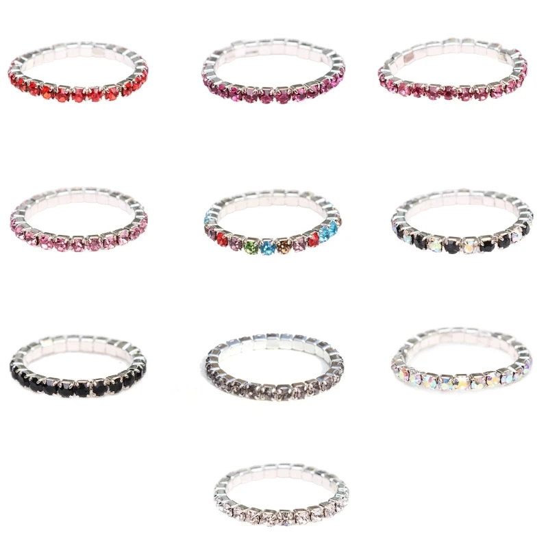 Versatile Stretch Moissanites Rings Set Trendsetting Stretchable Moissanites Rings Sparkling Finger Rings for Daily Wear