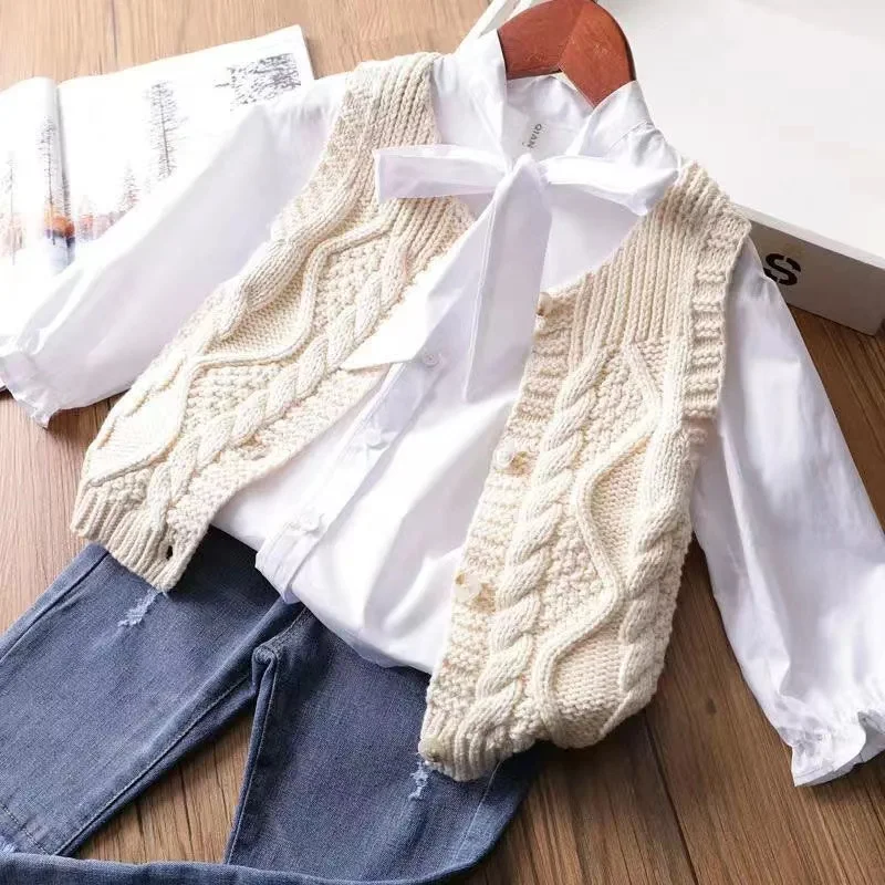 الشتاء الربيع الطفل ملابس الأطفال محبوك سترة سترة سترة الفتيان الفتيات ملابس تريكو القمم الصدريات #4