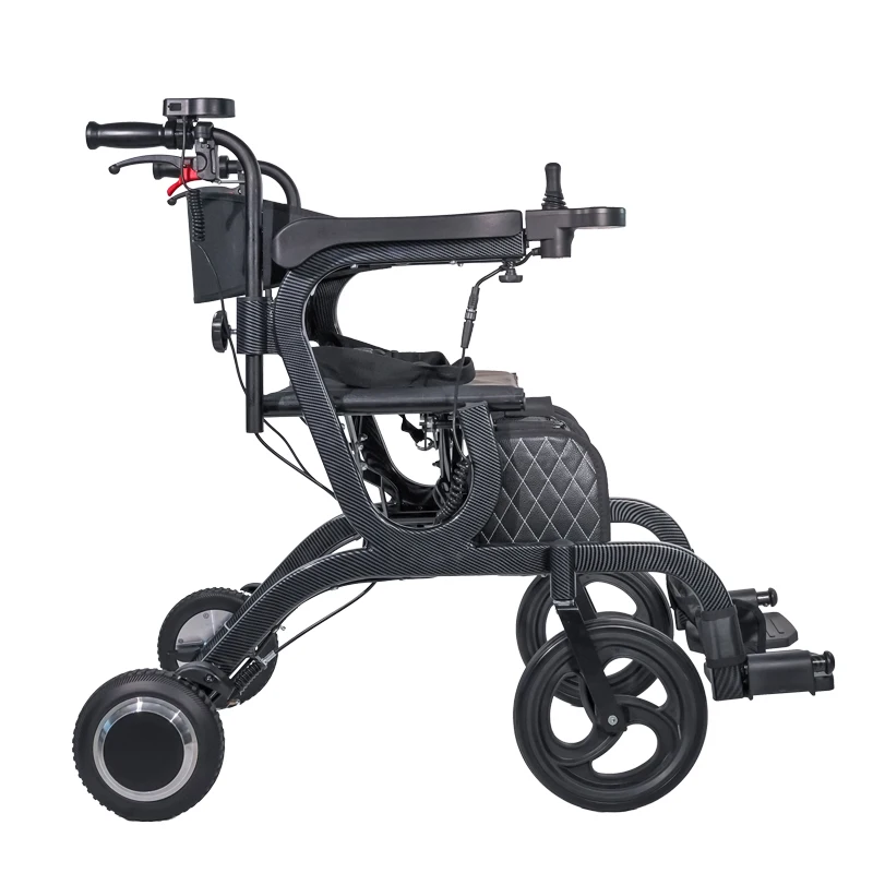3-in-1 Elektrischer Rollator: Leichter, faltbarer, motorunterstützter Gehwagen mit Sitz und Korb für Outdoor- und Einkaufsaktivitäten