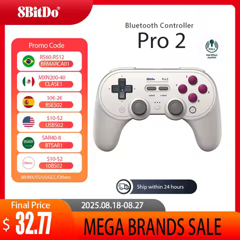 8BitDo New Pro 2 Bluetooth Gamepad with Hall Effect Joystick for Nintendo Switch, PC, macOS, Android, Steam Deck Raspberry Pi