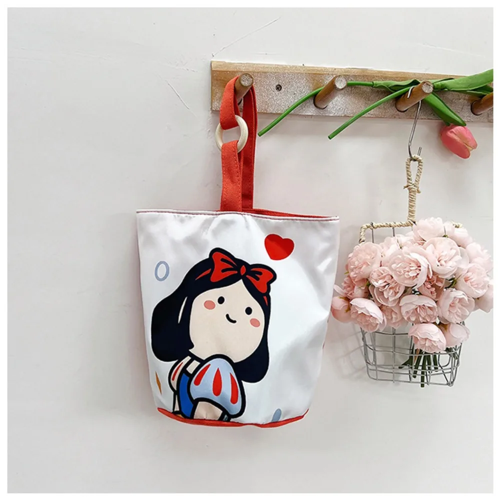 New Illustration Bucket Bag Outward Handheld Women's Bag Large Capacity Canvas Shoulder Bag