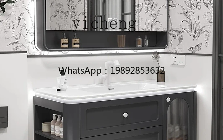 

light French bathroom cabinet rounded corner bathroom cabinet washstand ceramic integrated basin toilet washbasin cabinet