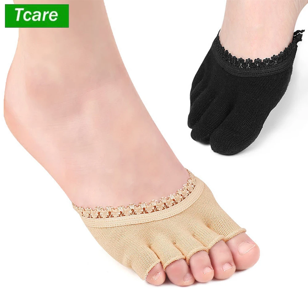 Tcare 1 Paar Laufsocken für Herren und Damen, solide halbe Handfläche, Fünf-Finger-Socken, unsichtbare Socken, schweißelastische Socken