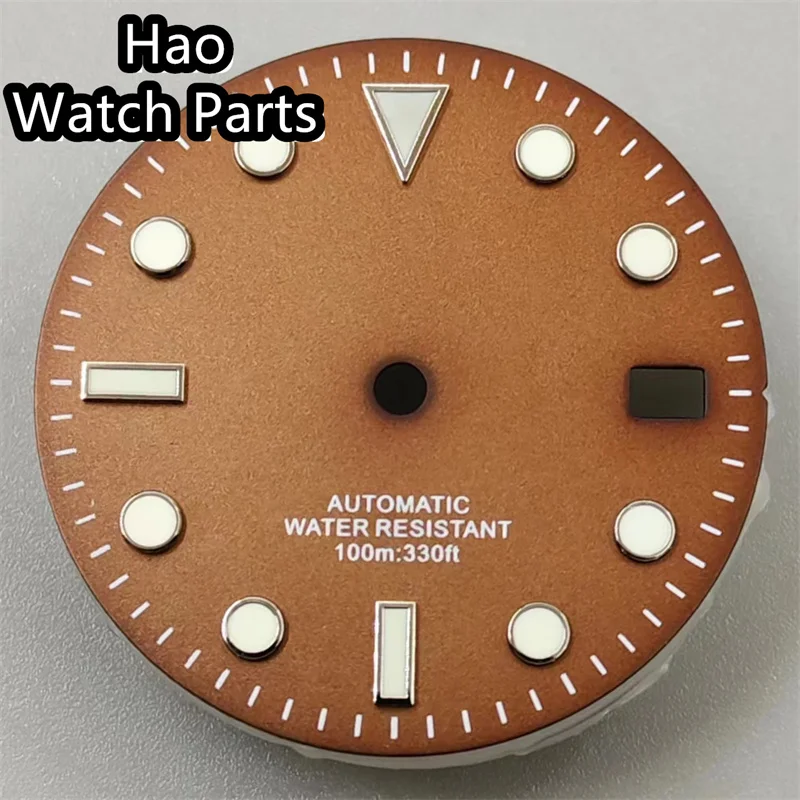 لون أسود-بني مع قرص قهوة وردي فضي ، علامات زمن ، أخضر مضيء ، NH34 ، حركة NH35 ، تاريخ ، نافذة ، 29