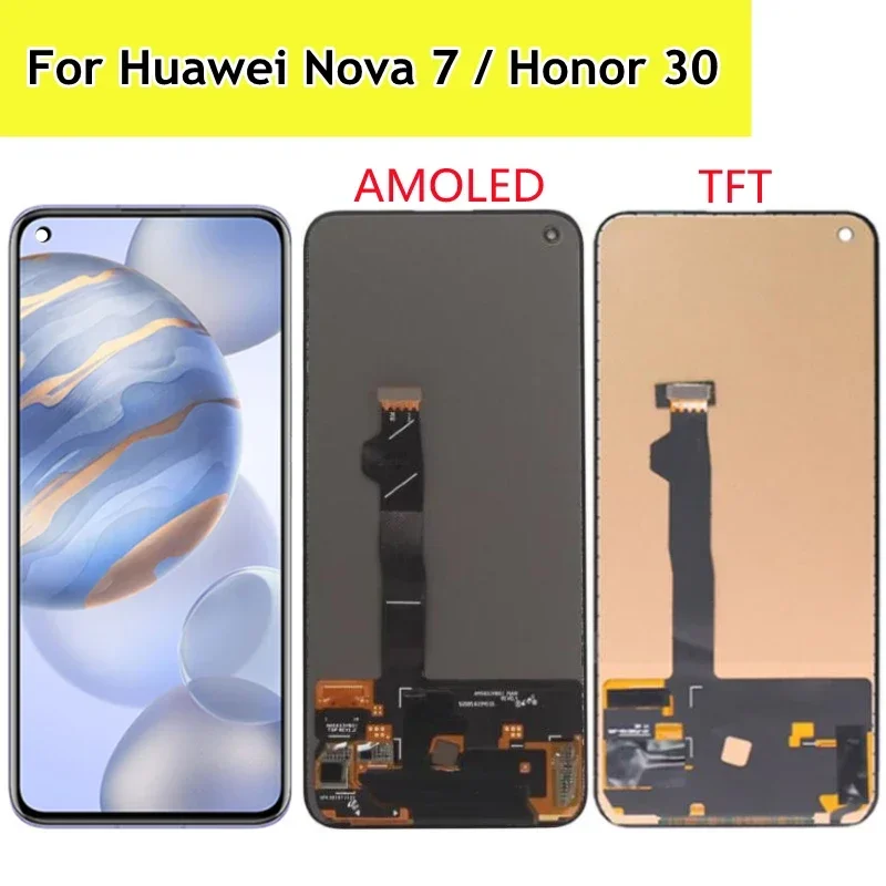 TFT/AMOLED 6.53'' Display Replacement For Huawei Nova 7 LCD Touch Screen Digitizer Assembly For Huawei Honor 30 LCD Screen