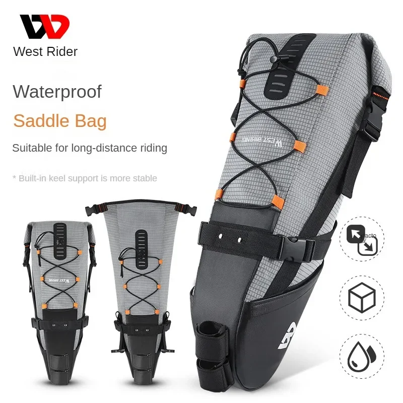 

West Rider Bicycle Tail Bag Waterproof Long-distance Large-capacity Rear Seat Bag Mountain Bike Saddle Bag Riding Equipment