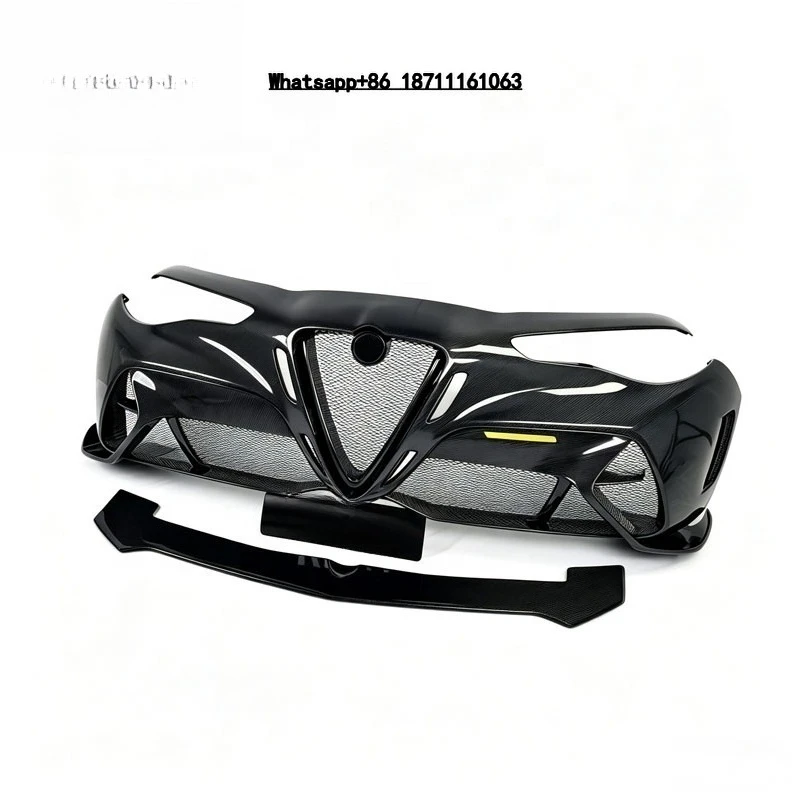 Giulia GTAm Version Carbon Fiber Front Bumper & Fender Styling Part-Black Polished Finish Easy Installation
