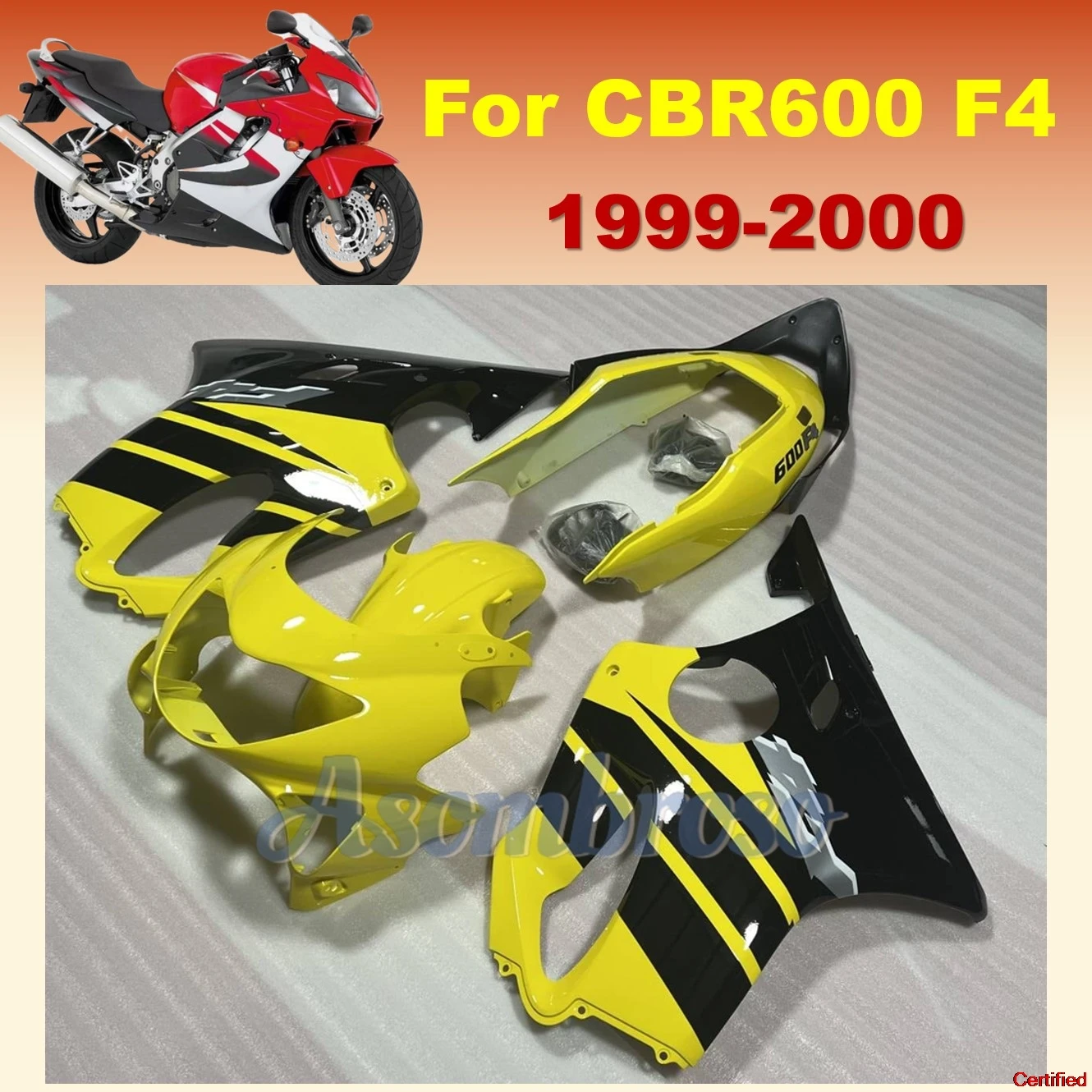 Carenado amarillo y negro para CBR600RR 1999 2000 F4 carenado CBR600 99 00 Moto Wrecked reacondicionamiento reconstruir carenados set CN