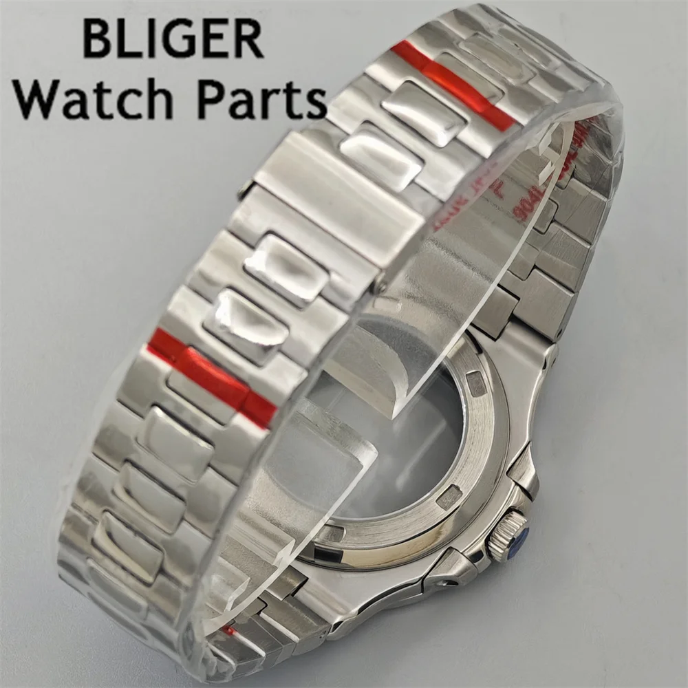 BLIGER 40 mm vierkante horlogekasten Horlogebandonderdelen Saffierglas met wijzerplaatwijzers Groen lichtgevend Fit NH35 NH38 Beweging Waterdicht