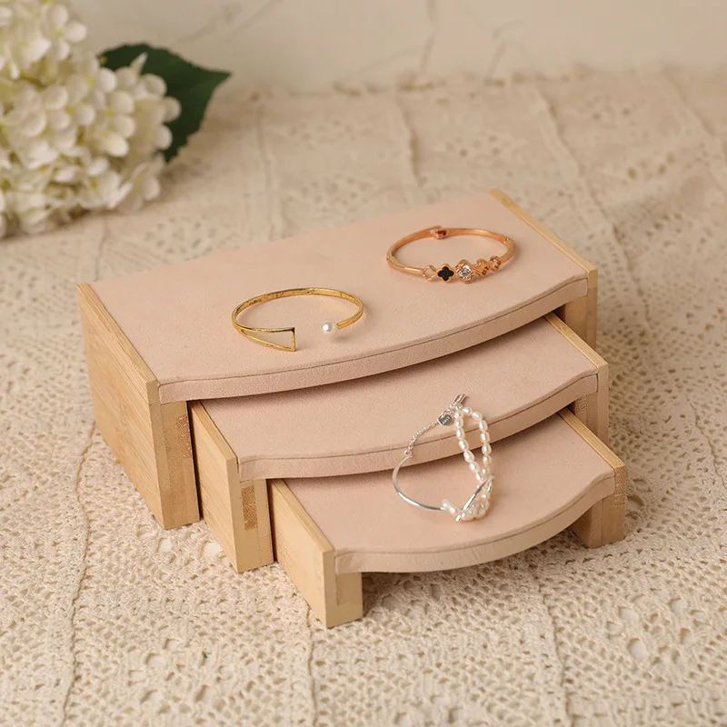 1 قطعة رف شاشة المجوهرات الخشبية قلادة قلادة سوار أقراط حلقة تخزين حامل حامل مكافحة معرض المجوهرات المنظمون #5