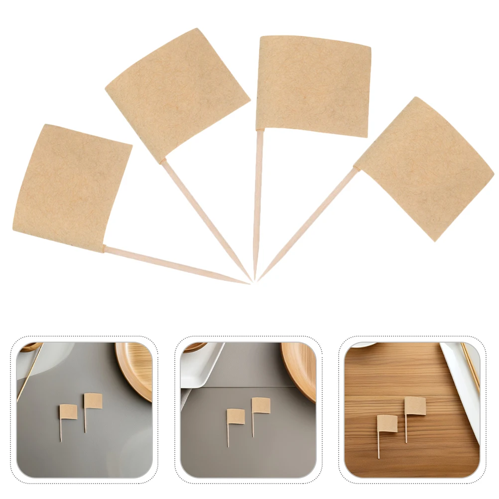 

200Pcs Blank Toothpick Flags Mini White Cake Food Label Picks Cheese Buffet Appetizer Party Supplies Birthday Cake Flag