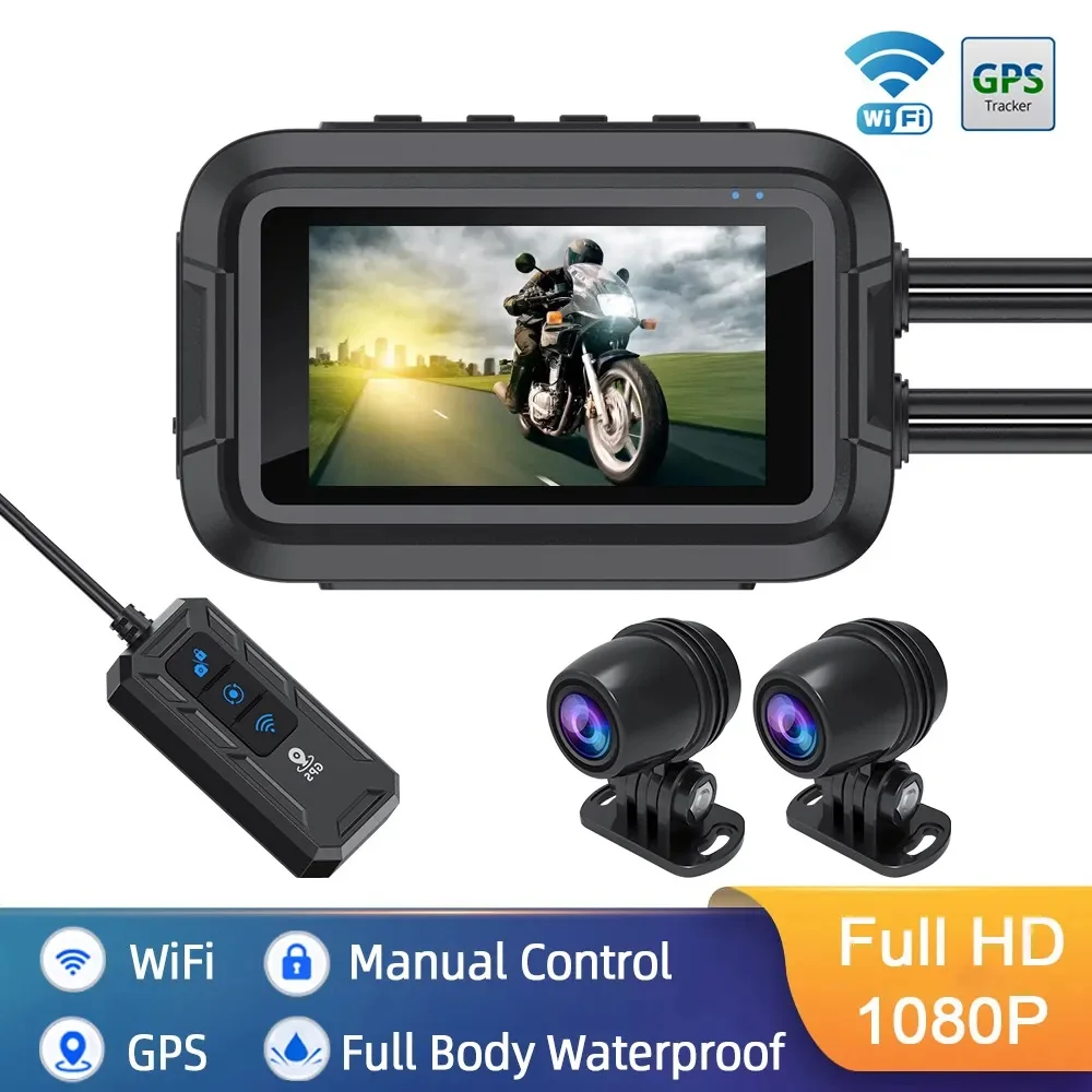 

Dual 1080P Motorcycle Camera WiFi GPS Waterproof Front & Rear Dash Cam Recorder