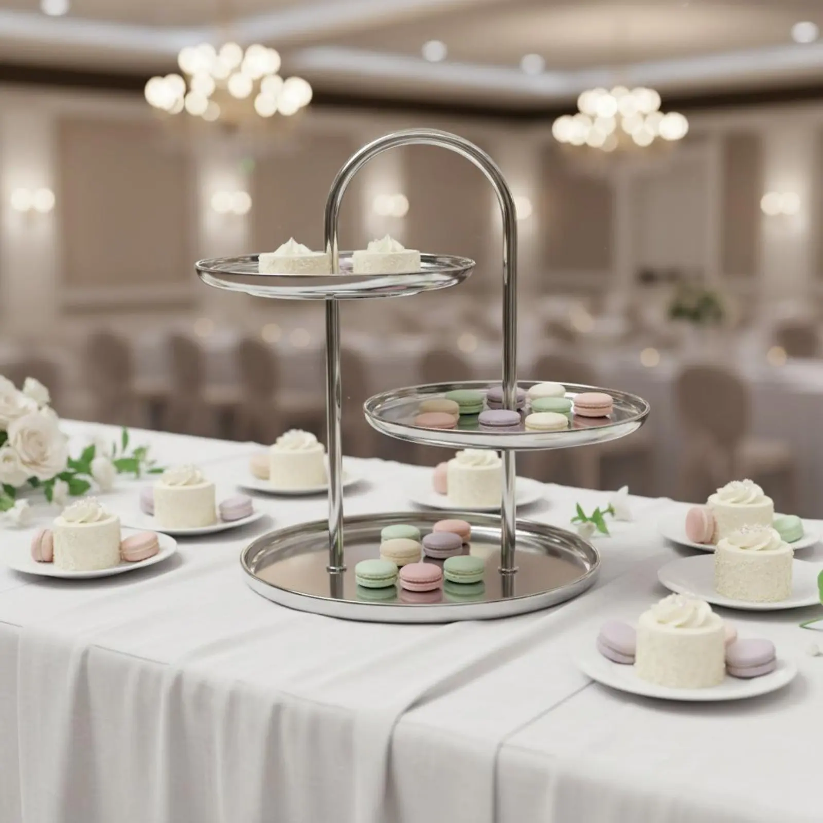 3-Tier Dessert Stand Multi-Tier Storage Tiered Serving Tray Ceramic Cupcake Holder Elegant Luxury Style Servingware Easy To - view 2