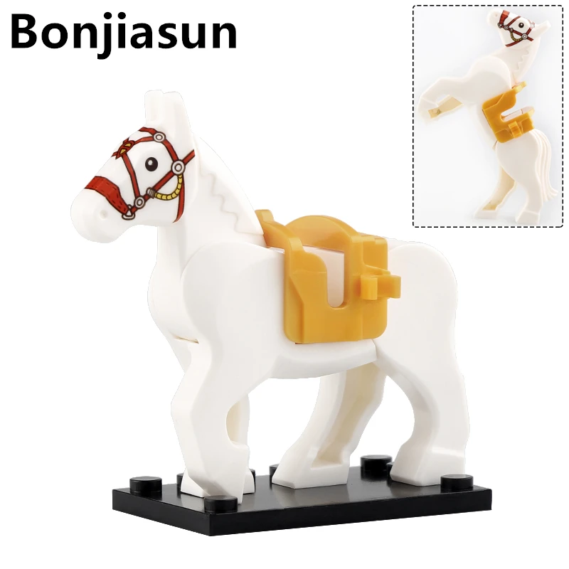 Caballo de guerra militar Medieval, bloques de construcción, Mini figuras de acción antiguas, accesorios, juguete para niños, regalo XP1011-XP1016
