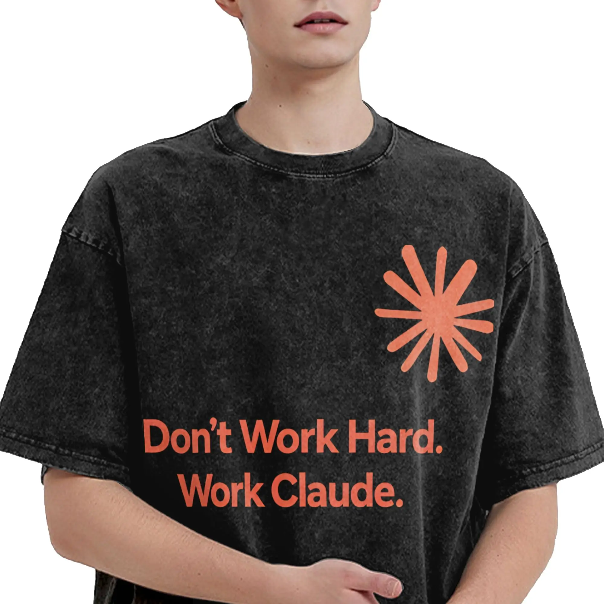 Claude Code T Shirts Hip Hop Washed 100% Cotton Street T-Shirts  Vintage Men Women Streetwear Summer Tops Tees