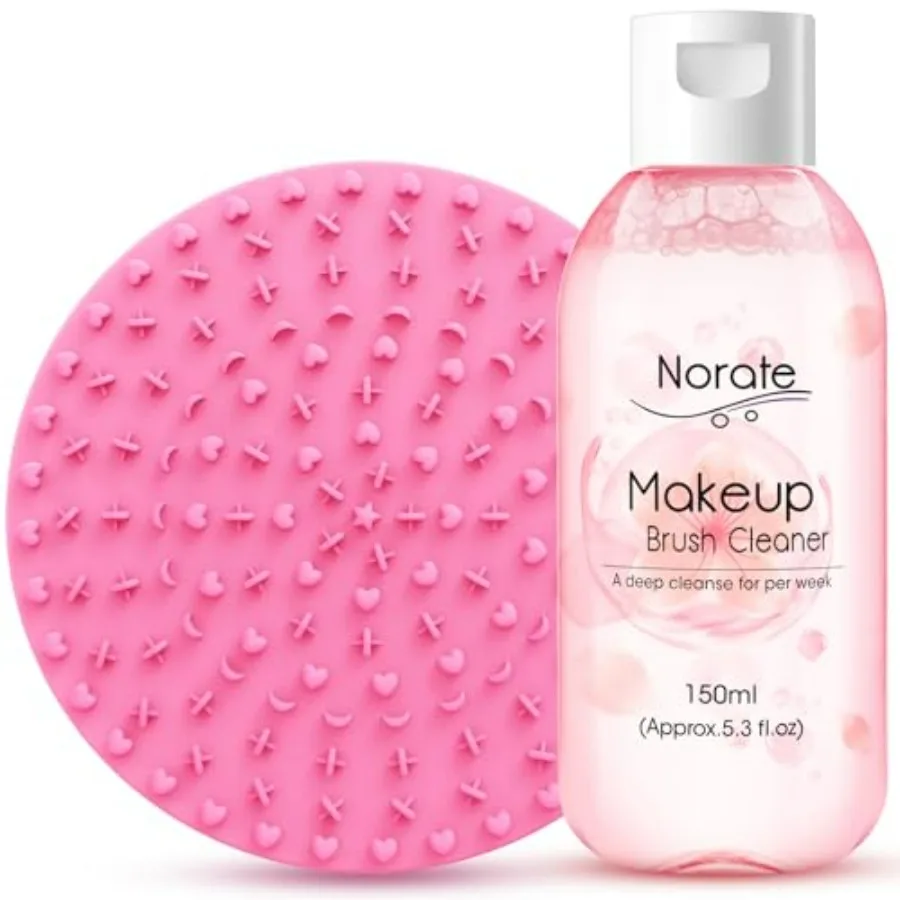 

Makeup Brush Cleaner, Make Up Brush Cleaner Solution + Makeup Brush Cleaner Mat, Brush Cleaner Pad for Deep Clean Brush Shampoo
