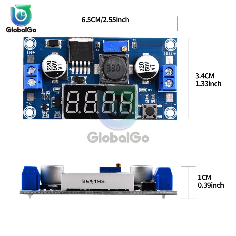 Modulo di alimentazione step-down DC-DC LM2596S Regolabile 3A Modulo Step-down con display digitale a LED con corrente di tensione