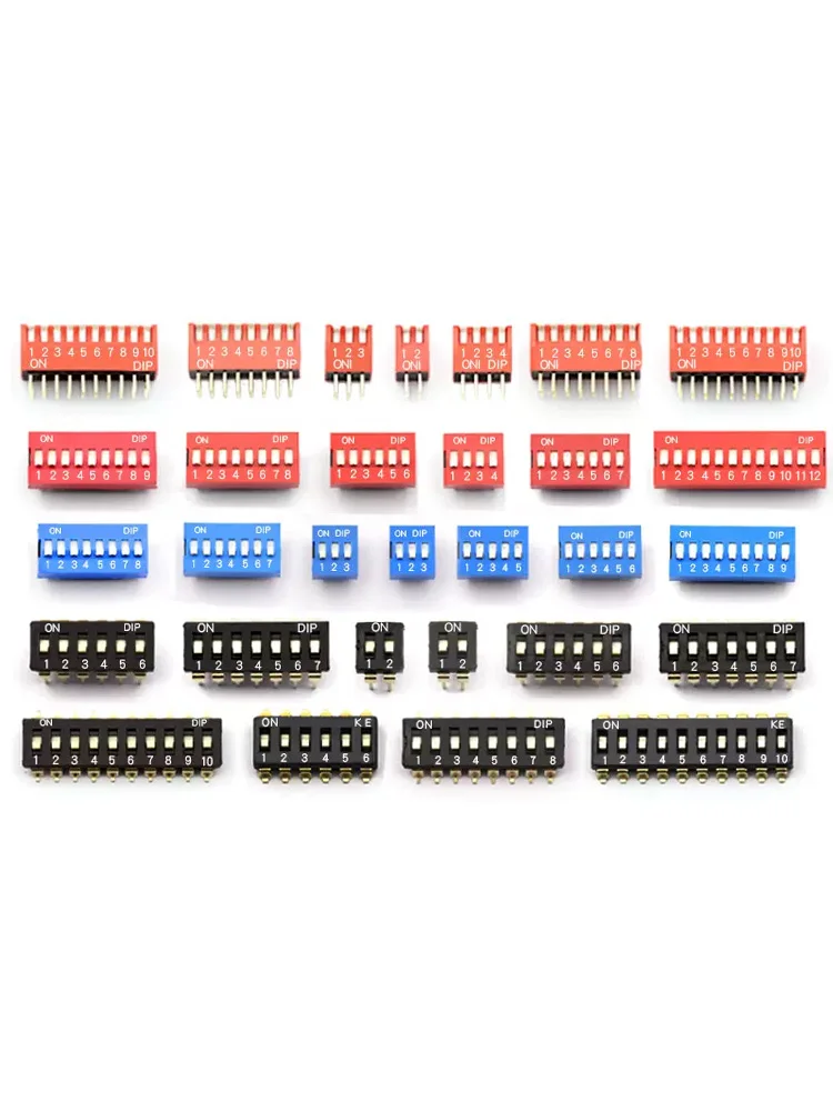 

Dip switch Toggle side Dip code patch 2P 4 5 6 8 9 10 bit 2.54mm red blue black