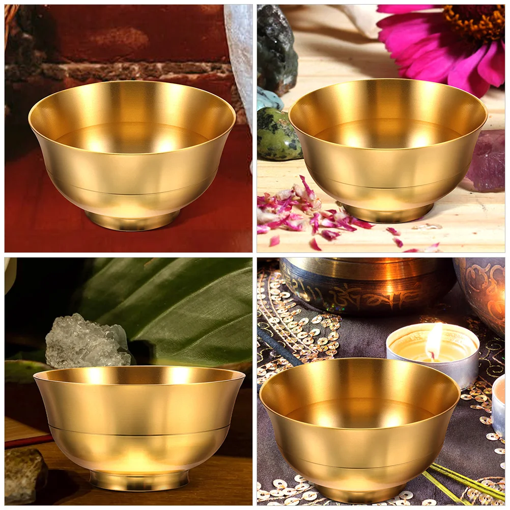 

2Pcs Brass Bowl Decorative Wealth Feng Shui Offering Temple Worship Sacrifice Vintage Water Offering Bowl Buddhist Worship Home