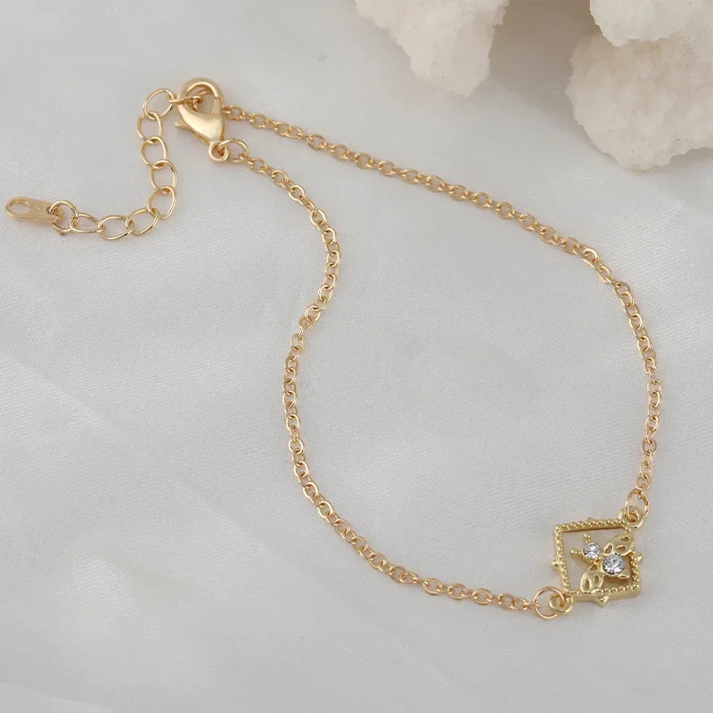 Nuovi set di bracciali a catena semplici e alla moda per donna, collane a forma di ape-malachite a forma di diamante