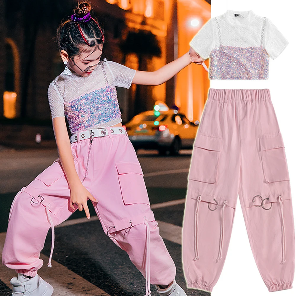 

Kids Dancer Girls Cool Ballroom Jazz Hip Hop Street Dance Tops Pants Competition Costume Dancing Clothing Outfits For Jazzer