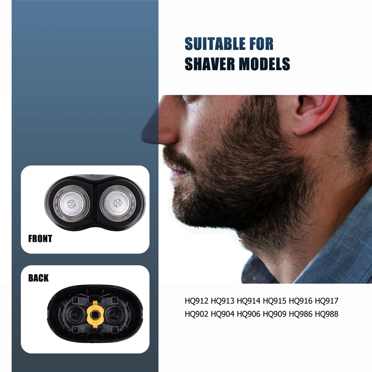 Cabezal de repuesto para afeitadora Philips HQ902, HQ904, HQ906, HQ909, HQ912, HQ915, HQ916, HQ917, HQ986, HQ988, AT600