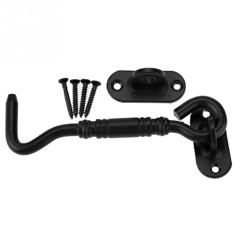 1 Set Door Hook Black 201 Stainless Steel Cabin Hook And Eye Latch Lock For Shed Gate Door Window American Barn Door Lock