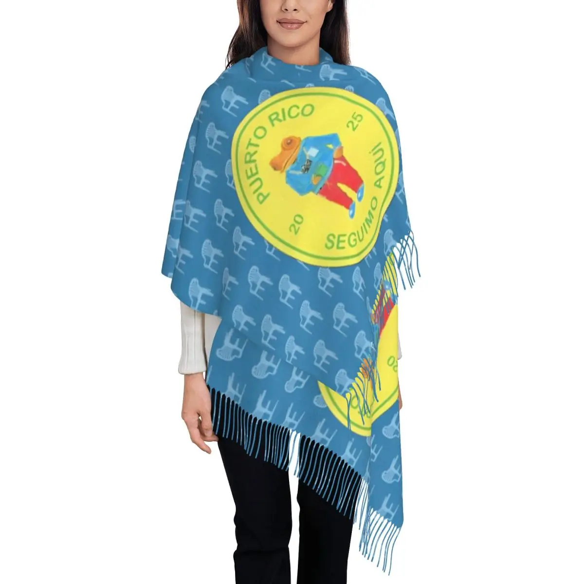 DTMF Bad Bunny Music Shawl Wrap Women Warm Long Soft Scarf Pashmina Tassel Scarves
