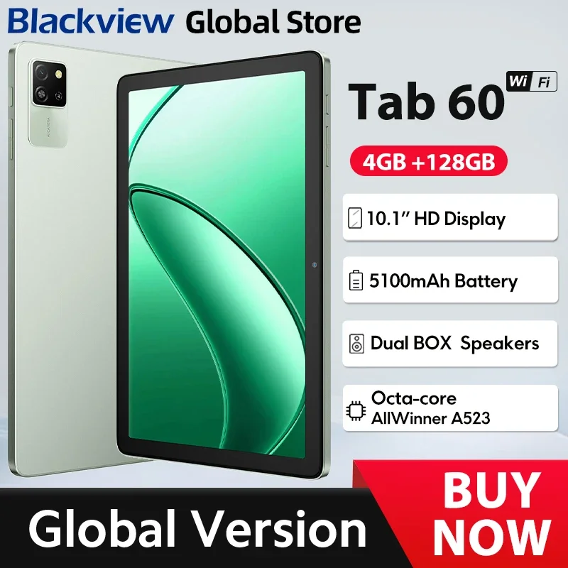 2025 New Blackview Tab 60 WIFI Tablet 10.1Inch IPS Display Widevine L1 Android 14 5100mAh Battery 12GB(4+8Expand) 128GB PC Pad